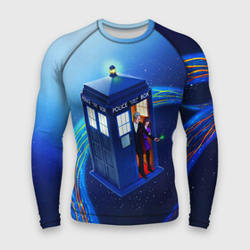 Мужской рашгард 3D с принтом ДОКТОР И КЛАРА И ТАРДИС в Ухте,  |  | david tennant | doctor who | jodie whittaker | matt smith | space | tardis | time | время | девид теннант | джоди уиттакер | доктор | доктор кто | космос | мэтт смит | тардис