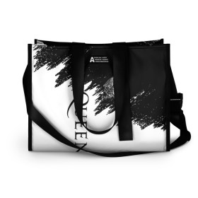 Сумка-шоппер 3D с принтом QUEEN в Ухте, 100% полиэстер | застегивается на металлическую кнопку; внутренний карман застегивается на молнию. Стенки укреплены специальным мягким материалом, чтобы защитить содержимое от несильных ударов
 | queen | rock | we will rock you | брайан мэи | группа queen | группа квин | джон дикон | квин | королева | король | роджер тейлор | рок | фредди меркьюри