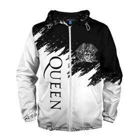Мужская ветровка 3D с принтом QUEEN в Ухте, 100% полиэстер | подол и капюшон оформлены резинкой с фиксаторами, два кармана без застежек по бокам, один потайной карман на груди | queen | rock | we will rock you | брайан мэи | группа queen | группа квин | джон дикон | квин | королева | король | роджер тейлор | рок | фредди меркьюри
