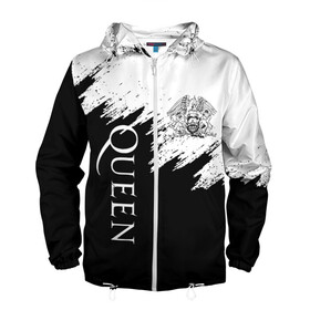 Мужская ветровка 3D с принтом QUEEN в Ухте, 100% полиэстер | подол и капюшон оформлены резинкой с фиксаторами, два кармана без застежек по бокам, один потайной карман на груди | queen | rock | we will rock you | брайан мэи | группа queen | группа квин | джон дикон | квин | королева | король | роджер тейлор | рок | фредди меркьюри