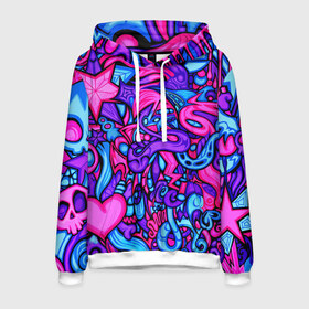 Мужская толстовка 3D НЕОНОВЫЕ ЧЕРЕПА: в Ухте, 100% полиэстер | двухслойный капюшон со шнурком для регулировки, мягкие манжеты на рукавах и по низу толстовки, спереди карман-кенгуру с мягким внутренним слоем. | abstract | abstraction | bones | fantasy | skull | голова | кости | скилет | череп