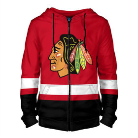 Мужская толстовка 3D на молнии с принтом Chicago Blackhawks в Ухте, 100% полиэстер | длина до линии бедра, манжеты и пояс оформлены мягкой тканевой резинкой, двухслойный капюшон со шнурком для регулировки, спереди молния, по бокам два кармана | blackhawks | chicago | chicago blackhawks | hockey | nhl | usa | блэкхокс | нхл | спорт | сша | хоккей | чикаго | чикаго блэкхокс | шайба