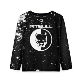 Детский лонгслив 3D с принтом Pitbull в Ухте, 100% полиэстер | длинные рукава, круглый вырез горловины, полуприлегающий силуэт
 | 