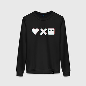 Женский свитшот хлопок с принтом LOVE DEATH ROBOTS GLITCH в Ухте, 100% хлопок | прямой крой, круглый вырез, на манжетах и по низу широкая трикотажная резинка  | death | fantastic | future | glitch | ldr | love | love death and robots | love death robots | netflix | robots | sci fi | будущее | лдр | любовь | нетфликс | роботы | фантастика