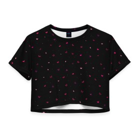 Женская футболка Crop-top 3D с принтом Butterflies night в Ухте, 100% полиэстер | круглая горловина, длина футболки до линии талии, рукава с отворотами | Тематика изображения на принте: butterflies | doodling | fly | night | pattern | stars | textures | tiles | бабочки | дудлинг | звезды | коллаж | ночь | паттерны | полет | порхать | тайлы | текстуры | фон