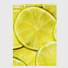 Скетчбук с принтом Лайм в Ухте, 100% бумага
 | 48 листов, плотность листов — 100 г/м2, плотность картонной обложки — 250 г/м2. Листы скреплены сверху удобной пружинной спиралью | Тематика изображения на принте: дольки лайма | дольки лимона | лайм | лимон | текстуры | фрукты
