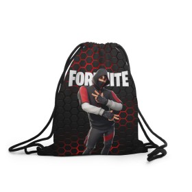Рюкзак-мешок 3D с принтом FORTNITE IKONIK в Ухте, 100% полиэстер | плотность ткани — 200 г/м2, размер — 35 х 45 см; лямки — толстые шнурки, застежка на шнуровке, без карманов и подкладки | fortnite | fortnite 2 | fortnite x маршмелло | ikonik | marshmello | ninja | ninja streamer | иконик | ниндзя | фортнайт | фортнайт 2 | фортнайт глава 2