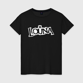 Женская футболка хлопок с принтом Louna в Ухте, 100% хлопок | прямой крой, круглый вырез горловины, длина до линии бедер, слегка спущенное плечо | louna | tracktor bowling | альтернативный метал | альтернативный рок | гранж | лу | луна | ню метал | панк рок | хард рок
