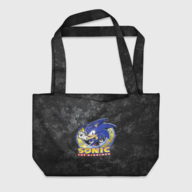Пляжная сумка 3D с принтом СОНИК в Ухте, 100% полиэстер | застегивается на металлическую кнопку; внутренний карман застегивается на молнию. Стенки укреплены специальным мягким материалом, чтобы защитить содержимое от несильных ударов
 | animal | games | hedgehog | sega | sonic | speed | speed sonic | быстрый ёж | ёж | ёжик | игры | персонаж | сега | синий ёж | скорость | соник
