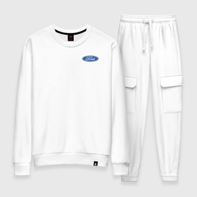 Женский костюм хлопок с принтом Ford в Ухте, 100% хлопок | на свитшоте круглая горловина, мягкая резинка по низу. Брюки заужены к низу, на них два вида карманов: два 