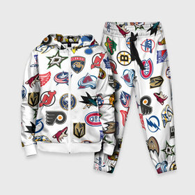 Детский костюм 3D с принтом NHL PATTERN в Ухте,  |  | anaheim ducks | arizona coyotes | boston bruins | buffalo sabres | calgary flames | canadiens de montreal | carolina hurricanes | chicago blackhawks | colorado avalanche | columbus blue jackets | dallas stars | detroit red wings | edmonton oil | hockey | 