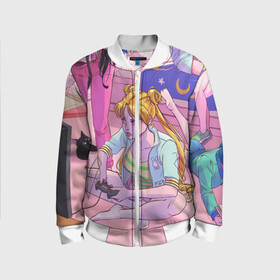 Детский бомбер 3D с принтом SAILOR MOON в Ухте, 100% полиэстер | застегивается на молнию, по бокам два кармана без застежек, мягкие манжеты, по низу бомбера и на воротнике — эластичная резинка | anime | gaming | japan | manga | sailor moon | аниме | девочка | девушка | игра | лунная призма | манга | сейлор мун | сэйлор мун | япония