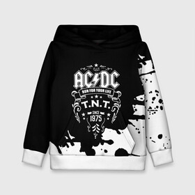 Детская толстовка 3D с принтом AC/DC T.N.T. в Ухте, 100% полиэстер | двухслойный капюшон со шнурком для регулировки, мягкие манжеты на рукавах и по низу толстовки, спереди карман-кенгуру с мягким внутренним слоем | ac dc | acdc | acdc ас дс | angus | back in black | highway to hell | mckinnon | young | австралийская | ангус янг | ас дс | асдс | блюз | в форме | гитара | группа | крис слэйд | метал | молния | музыка | п | певец | рок | рок н ролл