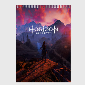 Скетчбук с принтом HORIZON ZERO DAWN в Ухте, 100% бумага
 | 48 листов, плотность листов — 100 г/м2, плотность картонной обложки — 250 г/м2. Листы скреплены сверху удобной пружинной спиралью | aloy | antasy girl | art | artwork | digital art | fantasy | horizon | horizon: zero dawn | landscape | tallneck | warrior fantasy | weapon | zero dawn