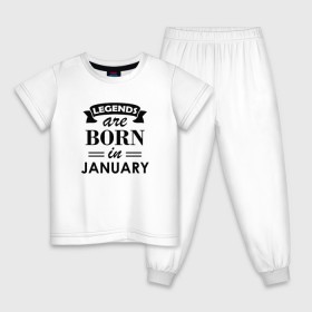 Детская пижама хлопок с принтом Legends are born in january в Ухте, 100% хлопок |  брюки и футболка прямого кроя, без карманов, на брюках мягкая резинка на поясе и по низу штанин
 | birthday | born | gift | happy birthday | legends | день рождения | легенды | подарка | праздник | январь