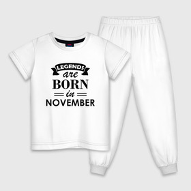 Детская пижама хлопок с принтом Legends are born in November в Ухте, 100% хлопок |  брюки и футболка прямого кроя, без карманов, на брюках мягкая резинка на поясе и по низу штанин
 | birthday | born | gift | happy birthday | legends | november | день рождения | легенды | ноябрь | подарка | праздник