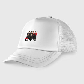 Детская кепка тракер с принтом BTS в Ухте, Козырек - 100% хлопок. Кепка - 100% полиэстер, Задняя часть - сетка | универсальный размер, пластиковая застёжка | Тематика изображения на принте: bangtanboys | blackpink | bts | btsarmy | jhope | jimin | jin | jungkook | kimtaehyung | kpop | suga | taehyung | бтс | кпоп