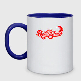 Кружка двухцветная с принтом rolling stones в Ухте, керамика | объем — 330 мл, диаметр — 80 мм. Цветная ручка и кайма сверху, в некоторых цветах — вся внутренняя часть | Тематика изображения на принте: mick jagger | music | rock | rolling stones | музыка | рок