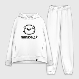 Женский костюм хлопок Oversize с принтом MAZDA 3 Black | Мазда 3 в Ухте,  |  | auto | mazda | mps | sport | авто | автомобиль | автомобильные | бренд | мазда | марка | машины | мпс | спорт