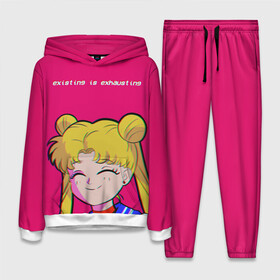 Женский костюм 3D (с толстовкой) с принтом EXISTING IS EXHAUSTING в Ухте,  |  | anime | japan | manga | sailor moon | аниме | девочка | девушка | лунная призма | манга | сейлор мун | сэйлор мун | япония