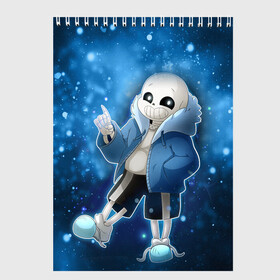 Скетчбук с принтом UNDERTALE в Ухте, 100% бумага
 | 48 листов, плотность листов — 100 г/м2, плотность картонной обложки — 250 г/м2. Листы скреплены сверху удобной пружинной спиралью | asriel dreemurr | chara | frisk | gaster blaster | sans | undertale | азриэль дримурр | андертейл | гастер | меттатон | санс | фриск | чара
