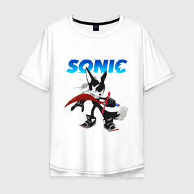 Мужская футболка хлопок Oversize с принтом SONIC в Ухте, 100% хлопок | свободный крой, круглый ворот, “спинка” длиннее передней части | animal | games | hedgehog | sega | sonic | speed | speed sonic | быстрый ёж | ёж | ёжик | игры | персонаж | сега | синий ёж | скорость | соник