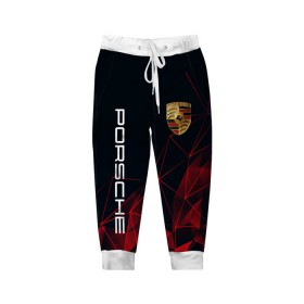 Детские брюки 3D с принтом PORSCHE в Ухте, 100% полиэстер | манжеты по низу, эластичный пояс регулируется шнурком, по бокам два кармана без застежек, внутренняя часть кармана из мелкой сетки | Тематика изображения на принте: auto | porsche | sport | авто | автомобиль | автомобильные | бренд | марка | машины | порше | спорт