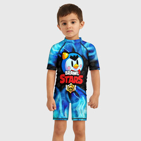 Детский купальный костюм 3D с принтом BRAWL STARS:MR P в Ухте, Полиэстер 85%, Спандекс 15% | застежка на молнии на спине | 8 bit | bibi | brawl stars | brock | bull | crow | dinomike | el primo | leon | mobile game | nita | poko | ricochet | sandy | shally | stars | tara | бравл старс | ворон | леон | мобильные игры