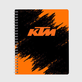 Тетрадь с принтом KTM в Ухте, 100% бумага | 48 листов, плотность листов — 60 г/м2, плотность картонной обложки — 250 г/м2. Листы скреплены сбоку удобной пружинной спиралью. Уголки страниц и обложки скругленные. Цвет линий — светло-серый
 | enduro | ktm | moto | moto sport | motocycle | sportmotorcycle | ктм | мото | мото спорт | мотоспорт | спорт мото