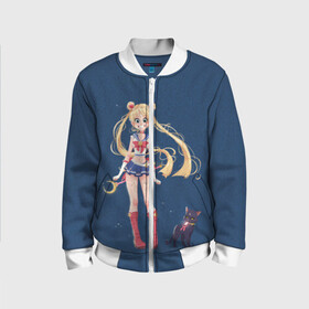 Детский бомбер 3D с принтом СЕЙЛОР МУН в Ухте, 100% полиэстер | застегивается на молнию, по бокам два кармана без застежек, мягкие манжеты, по низу бомбера и на воротнике — эластичная резинка | anime | japan | manga | sailor moon | аниме | девочка | девушка | лунная призма | манга | сейлор мун | сэйлор мун | япония