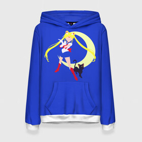 Женская толстовка 3D с принтом СЕЙЛОР И КИСА в Ухте, 100% полиэстер  | двухслойный капюшон со шнурком для регулировки, мягкие манжеты на рукавах и по низу толстовки, спереди карман-кенгуру с мягким внутренним слоем. | anime | japan | manga | sailor moon | аниме | девочка | девушка | лунная призма | манга | сейлор мун | сэйлор мун | япония
