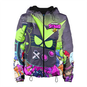 Женская куртка 3D с принтом BRAWL STARS 8-BIT в Ухте, ткань верха — 100% полиэстер, подклад — флис | прямой крой, подол и капюшон оформлены резинкой с фиксаторами, два кармана без застежек по бокам, один большой потайной карман на груди. Карман на груди застегивается на липучку | 8 bit | 8 бит | brawl stars | brawl stars 8 bit | brawler | бравл старз | бравлер