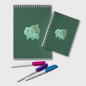 Блокнот с принтом Pokemon Bulbasaur в Ухте, 100% бумага | 48 листов, плотность листов — 60 г/м2, плотность картонной обложки — 250 г/м2. Листы скреплены удобной пружинной спиралью. Цвет линий — светло-серый
 | Тематика изображения на принте: pokemon | аниме | покемон | снорлакс