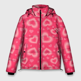 Мужская зимняя куртка 3D с принтом Сердечки в Ухте, верх — 100% полиэстер; подкладка — 100% полиэстер; утеплитель — 100% полиэстер | длина ниже бедра, свободный силуэт Оверсайз. Есть воротник-стойка, отстегивающийся капюшон и ветрозащитная планка. 

Боковые карманы с листочкой на кнопках и внутренний карман на молнии. | Тематика изображения на принте: любовь | розовый | романтика | сердечко | сердце
