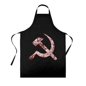 Фартук 3D с принтом Anime USSR в Ухте, 100% полиэстер | общий размер — 65 х 85 см, ширина нагрудника — 26 см, горловина — 53 см, длина завязок — 54 см, общий обхват в поясе — 173 см. Принт на завязках и на горловине наносится с двух сторон, на основной части фартука — только с внешней стороны | ahegao | anime | chan | hammer | manga | sickle | ussr | аниме | ахегао | герб | манга | молот | серп | серп и молот | символ | ссср | тян