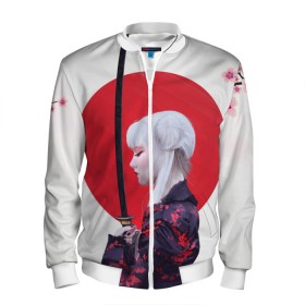 Мужской бомбер 3D с принтом Самурай в Ухте, 100% полиэстер | застегивается на молнию, по бокам два кармана без застежек, по низу бомбера и на воротнике - эластичная резинка | Тематика изображения на принте: воин | рисунок | сакура | самурай. девушка