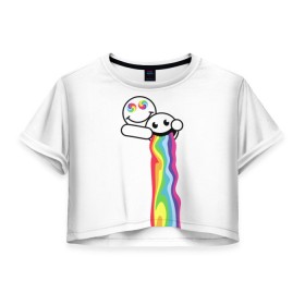 Женская футболка Crop-top 3D с принтом Биба и Боба (Oko) в Ухте, 100% полиэстер | круглая горловина, длина футболки до линии талии, рукава с отворотами | 1 | oko | анти | антирозыгрыш | апреля | биба | боба | весело | вся | грязная | грязь | друг | лайки | надпись | око | подруга | прикол | розыгрыш | рот | смайл | смешно | спина | треш | угар | улыбка | цитата