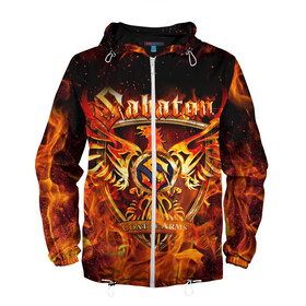 Мужская ветровка 3D с принтом SABATON / САБАТОН в Ухте, 100% полиэстер | подол и капюшон оформлены резинкой с фиксаторами, два кармана без застежек по бокам, один потайной карман на груди | sabaton | skull | даниель муллбак | йоаким броден | крис рёланд | оскар монтелиус | пэр сундстрём | рикард сунден | сабатон | скелет | тоббе энглунд | томми юханссон | ханнес ван дал | черепа