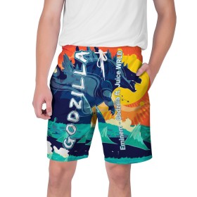 Мужские шорты 3D с принтом Eminem и Juice WRLD в Ухте,  полиэстер 100% | прямой крой, два кармана без застежек по бокам. Мягкая трикотажная резинка на поясе, внутри которой широкие завязки. Длина чуть выше колен | eminem | godzilla | juice | wrld | клип | реп