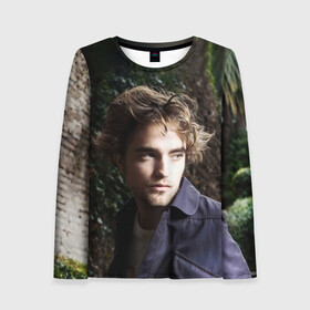 Женский лонгслив 3D с принтом Роберт Паттинсон в Ухте, 100% полиэстер | длинные рукава, круглый вырез горловины, полуприлегающий силуэт | batman | robert pattinson | the batman | twilight | бэтмен | роберт паттинсон | сумерки