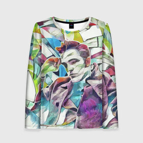 Женский лонгслив 3D с принтом РОБЕРТ ПАТТИНСОН в Ухте, 100% полиэстер | длинные рукава, круглый вырез горловины, полуприлегающий силуэт | batman | robert pattinson | the batman | twilight | бэтмен | роберт паттинсон | сумерки