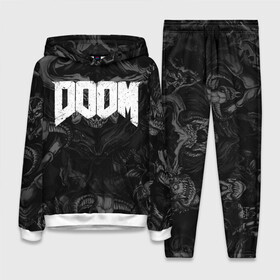 Женский костюм 3D (с толстовкой) с принтом DOOM ETERNAL в Ухте,  |  | demons | devil | doom | doom eternal | doom slayer | hell | slayer | ад | демоны | дум
