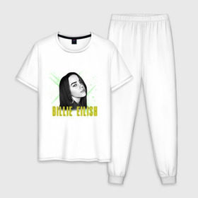 Мужская пижама хлопок с принтом Billie Eilish в Ухте, 100% хлопок | брюки и футболка прямого кроя, без карманов, на брюках мягкая резинка на поясе и по низу штанин
 | billie | billie eilish | eilish | айлиш | билли | билли айлиш | билли ейлиш | билли эйлиш | ейлиш | эйлиш