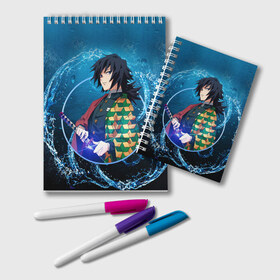 Блокнот с принтом KIMETSU NO YAIBA в Ухте, 100% бумага | 48 листов, плотность листов — 60 г/м2, плотность картонной обложки — 250 г/м2. Листы скреплены удобной пружинной спиралью. Цвет линий — светло-серый
 | demon slayer | kimetsu no yaiba | nezuko | shinobu | slayer | tanjiro | zenitsu | гию томиока | зенитцу | иноске хашибира | клинок рассекающий демонов | незуко | танджиро | шинобу кочо