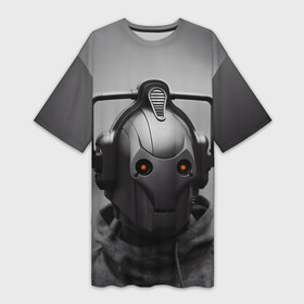 Платье-футболка 3D с принтом CYBERMAN в Ухте,  |  | david tennant | doctor who | jodie whittaker | matt smith | space | tardis | time | время | девид теннант | джоди уиттакер | доктор | доктор кто | космос | мэтт смит | тардис
