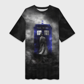 Платье-футболка 3D с принтом THE DOCTOR в Ухте,  |  | david tennant | doctor who | jodie whittaker | matt smith | space | tardis | time | время | девид теннант | джоди уиттакер | доктор | доктор кто | космос | мэтт смит | тардис