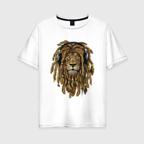 Женская футболка хлопок Oversize Лев меломан: в Ухте, 100% хлопок | свободный крой, круглый ворот, спущенный рукав, длина до линии бедер
 | арт | животные | лев | меломан | модный лев | хищники