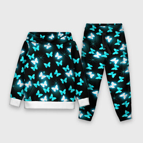 Детский костюм 3D (с толстовкой) с принтом Бабочки в Ухте,  |  | бабочка | бабочки | модная | неон | с бабочками | стильная