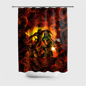 Штора 3D для ванной с принтом DooM Eternal & 1993 в Ухте, 100% полиэстер | плотность материала — 100 г/м2. Стандартный размер — 146 см х 180 см. По верхнему краю — пластиковые люверсы для креплений. В комплекте 10 пластиковых колец | doom eternal | doomguy | ад | доом | дум гай | дум этернал | игра | монстры | персонаж из игры | шутер