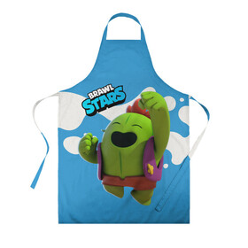 Фартук 3D с принтом Brawn Stars Spike в Ухте, 100% полиэстер | общий размер — 65 х 85 см, ширина нагрудника — 26 см, горловина — 53 см, длина завязок — 54 см, общий обхват в поясе — 173 см. Принт на завязках и на горловине наносится с двух сторон, на основной части фартука — только с внешней стороны | brawl | brawl stars | brawlstars | brawl_stars | jessie | poco | бравл | бравлстарс | поко